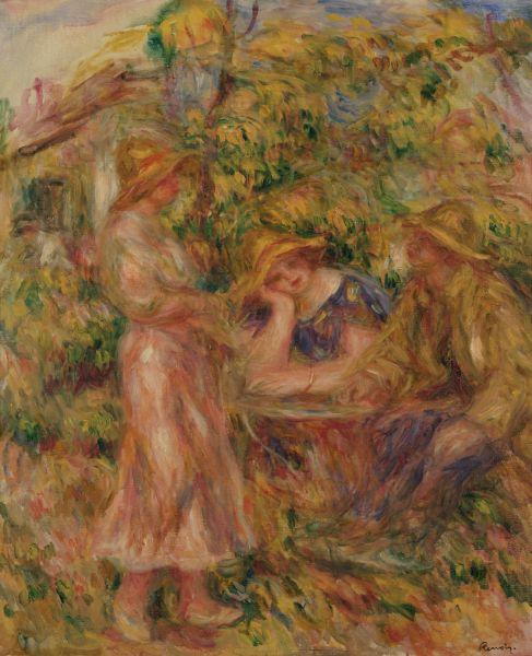 Pierre Auguste Renoir Three Figures in Landscape oil painting image